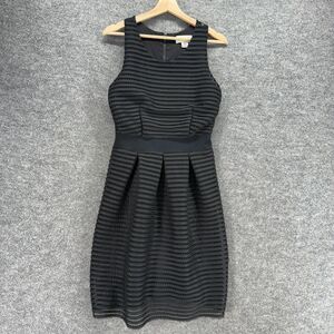 Isani Dress Women M Medium Black Striped Sheath Midi Lined Zipper Sleeveless